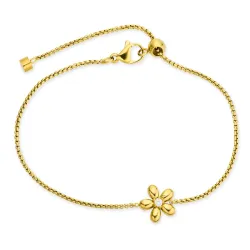 waterproof bloem armband in verguld staal - OCEANA