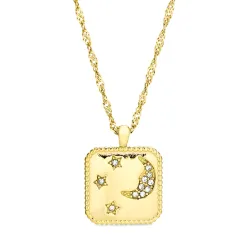 waterproof maan en ster ketting in verguld staal - OCEANA