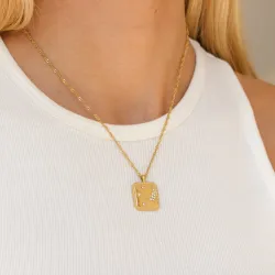 waterproof maan en ster ketting in verguld staal - OCEANA