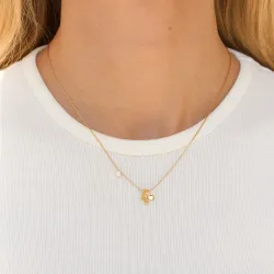 waterproof bloem ketting in verguld staal - OCEANA