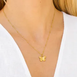 waterproof vlinder ketting in verguld staal - OCEANA