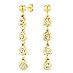 waterproof lange zirkoon ketting oorbellen in verguld staal - OCEANA