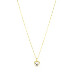 waterproof hart zirkoon ketting in verguld staal met hartjes hanger in staal - OCEANA