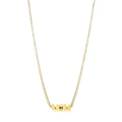 waterproof smaragd ketting in verguld staal met hanger in staal - OCEANA