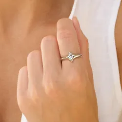 waterproof ster zirkoon ring in staal - OCEANA