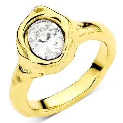 waterproof zirkoon ring in verguld staal - OCEANA