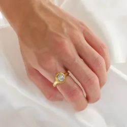 waterproof zirkoon ring in verguld staal - OCEANA