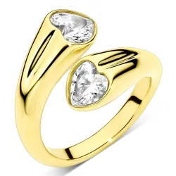 waterproof hart zirkoon ring in verguld staal - OCEANA