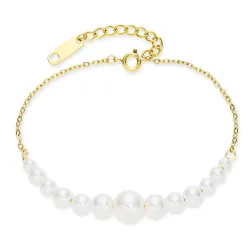 waterproof parel armband in verguld staal - OCEANA