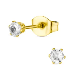 3 mm waterproof zirkoon oorsteker in verguld staal - OCEANA
