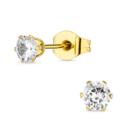 4 mm waterproof zirkoon oorsteker in verguld staal - OCEANA