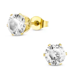7 mm waterproof zirkoon oorsteker in verguld staal - OCEANA