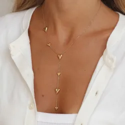 waterproof hart Y-ketting in verguld staal - OCEANA