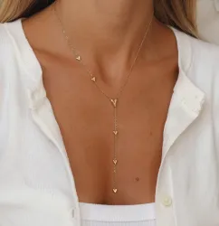 waterproof hart Y-ketting in verguld staal - OCEANA
