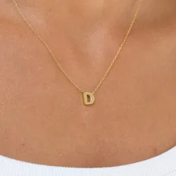 waterproof letter d ketting met hanger in verguld staal - My Letter