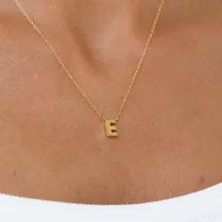 waterproof letter e ketting met hanger in verguld staal - My Letter