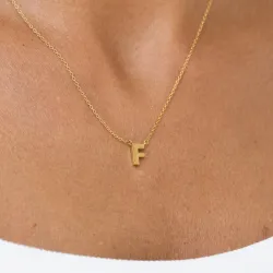 waterproof letter f ketting met hanger in verguld staal - My Letter