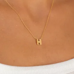 waterproof letter h ketting met hanger in verguld staal - My Letter