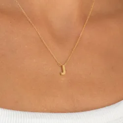 waterproof letter j ketting met hanger in verguld staal - My Letter
