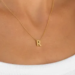 waterproof letter r ketting met hanger in verguld staal - My Letter