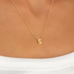 waterproof letter s ketting met hanger in verguld staal - My Letter