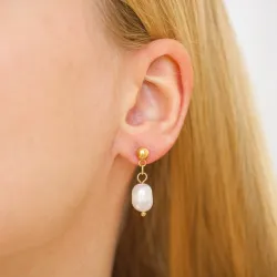 waterproof parel oorbellen in verguld staal - OCEANA