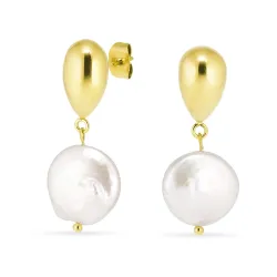 waterproof parel oorbellen in verguld staal - OCEANA