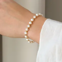 waterproof parel armband in verguld staal - OCEANA