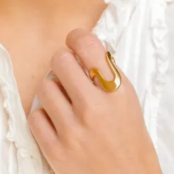 waterproof ring in verguld staal - OCEANA