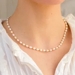 waterproof parel ketting in verguld staal - OCEANA