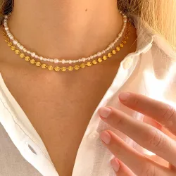 waterproof rond ketting in verguld staal - OCEANA