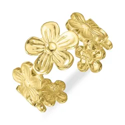 waterproof bloem verstelbaar ring in verguld staal - OCEANA
