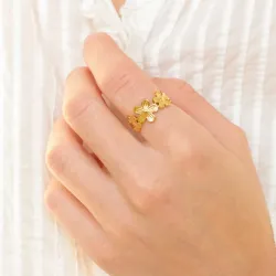 waterproof bloem verstelbaar ring in verguld staal - OCEANA