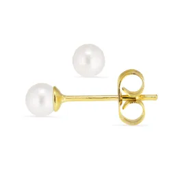 4 mm waterproof witte parel oorsteker in verguld staal - OCEANA