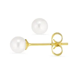 5 mm waterproof witte parel oorsteker in verguld staal - OCEANA