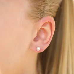 5 mm waterproof witte parel oorsteker in verguld staal - OCEANA