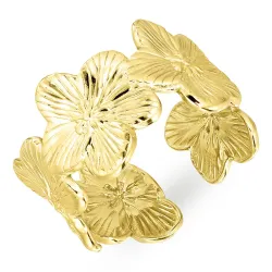 waterproof bloem verstelbaar ring in verguld staal - OCEANA