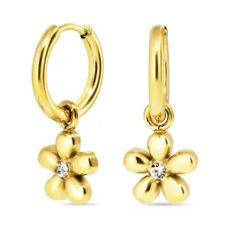 waterproof bloem oorbellen in verguld staal - OCEANA