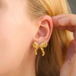 waterproof strikje oorbellen in verguld staal - OCEANA