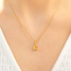 waterproof letter c ketting in verguld staal - OCEANA