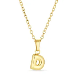 waterproof letter d ketting in verguld staal - OCEANA