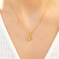 waterproof letter f ketting in verguld staal - OCEANA