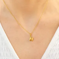 waterproof letter h ketting in verguld staal - OCEANA