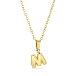 waterproof letter m ketting in verguld staal