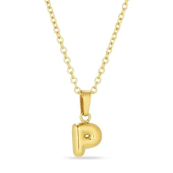waterproof letter p ketting in verguld staal - OCEANA