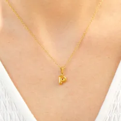 waterproof letter p ketting in verguld staal - OCEANA