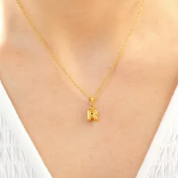 waterproof letter r ketting in verguld staal - OCEANA