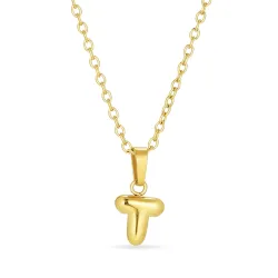 waterproof letter t ketting in verguld staal - OCEANA