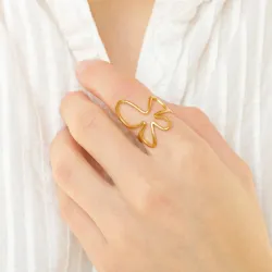 waterproof verstelbaar ring in verguld staal - OCEANA