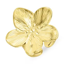 waterproof bloem verstelbaar ring in verguld staal - OCEANA